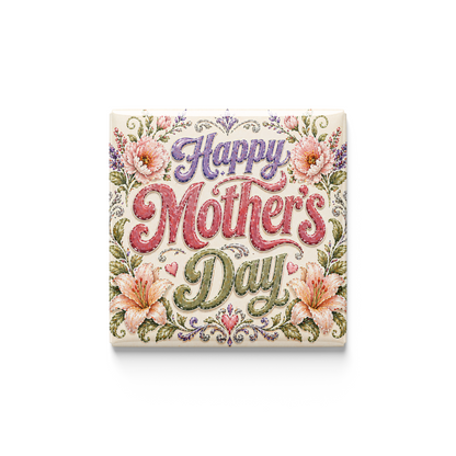Decorative card with 'Happy Mother's Day' text and floral designs on a white background