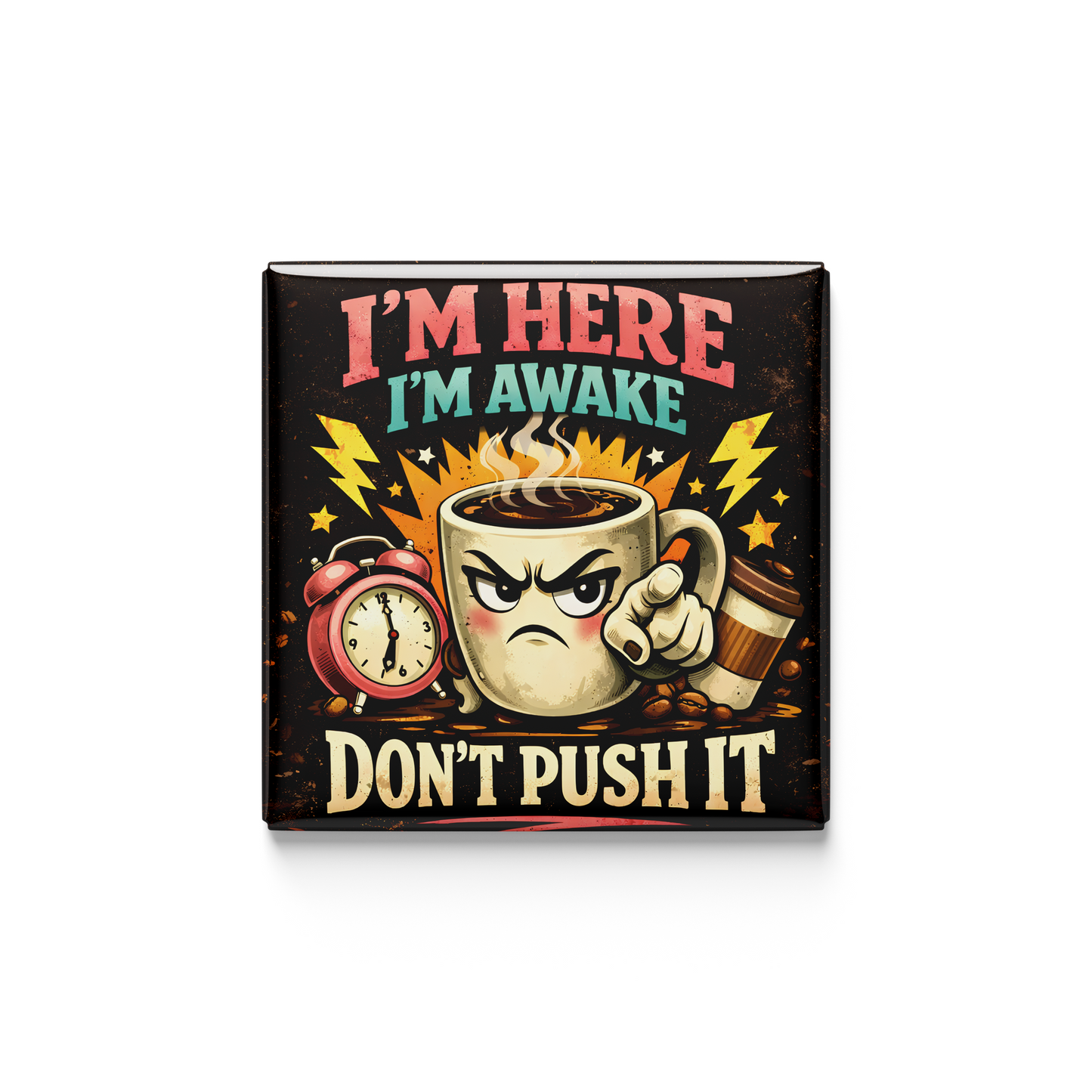 “I’m Here, I’m Awake, Don’t Push It” | 5cm Novelty Magnet | Funny Fridge Magnet