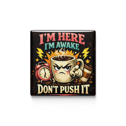 “I’m Here, I’m Awake, Don’t Push It” | 5cm Novelty Magnet | Funny Fridge Magnet